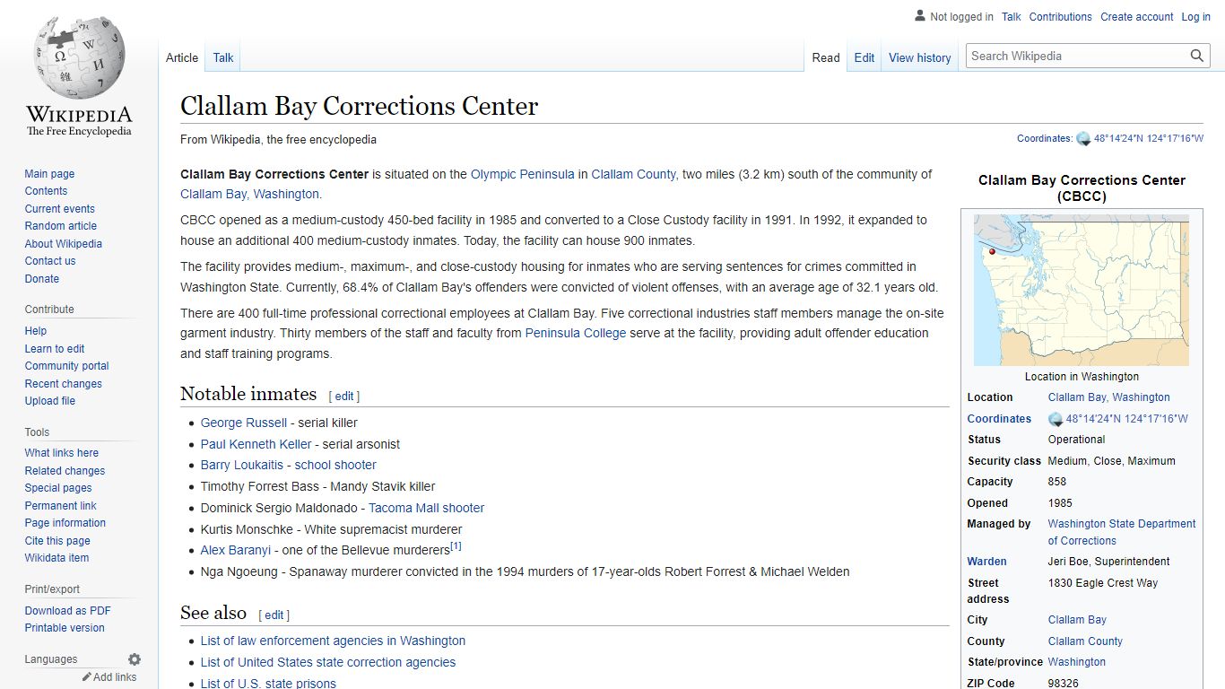 Clallam Bay Corrections Center - Wikipedia