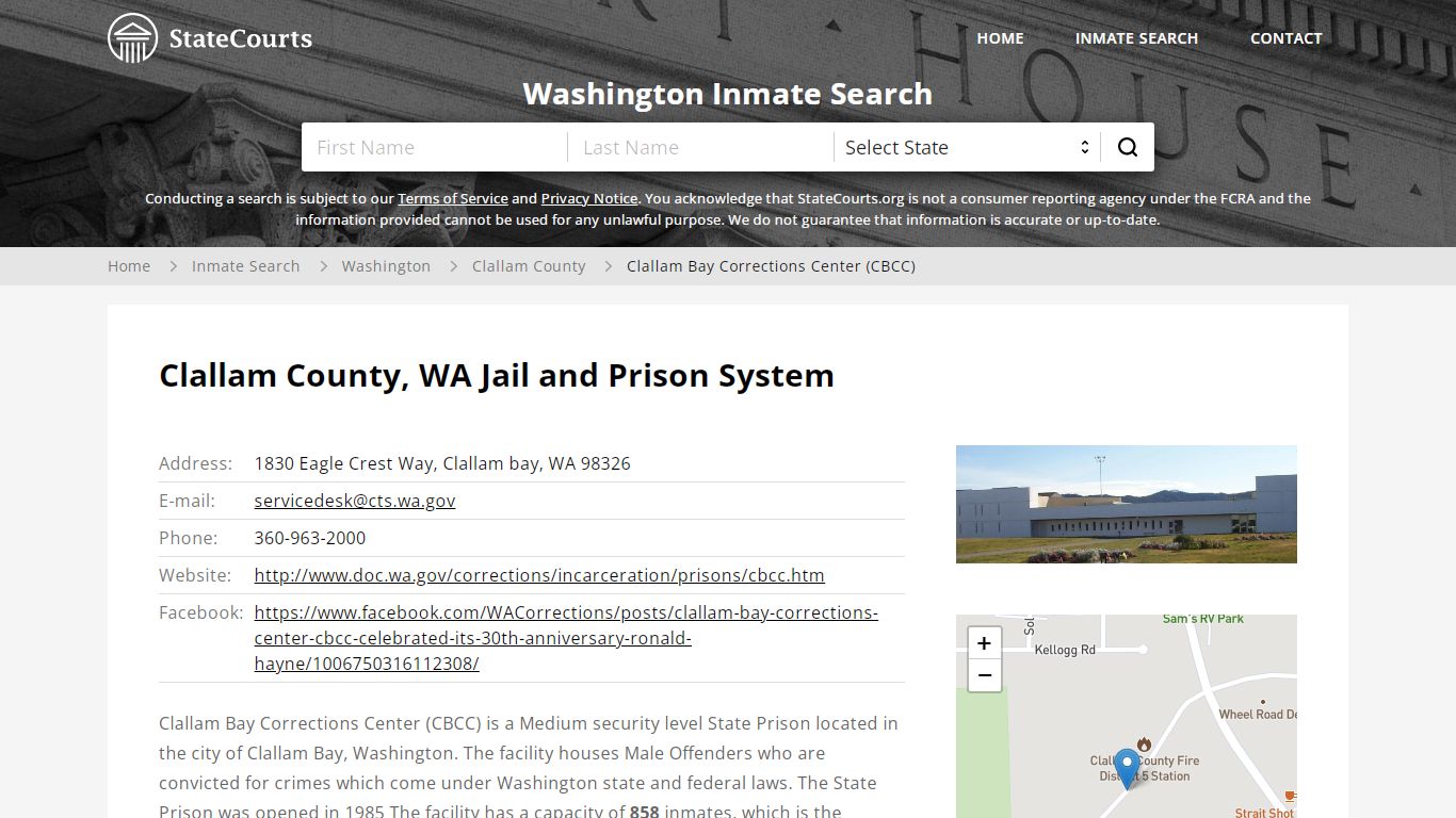 Clallam Bay Corrections Center (CBCC) Inmate Records Search, Washington ...